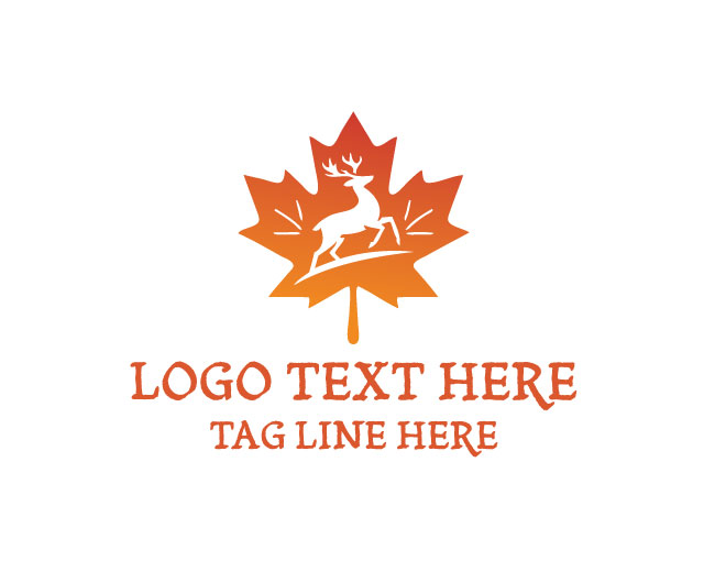 Minimal Maple Leaf Deer Logo