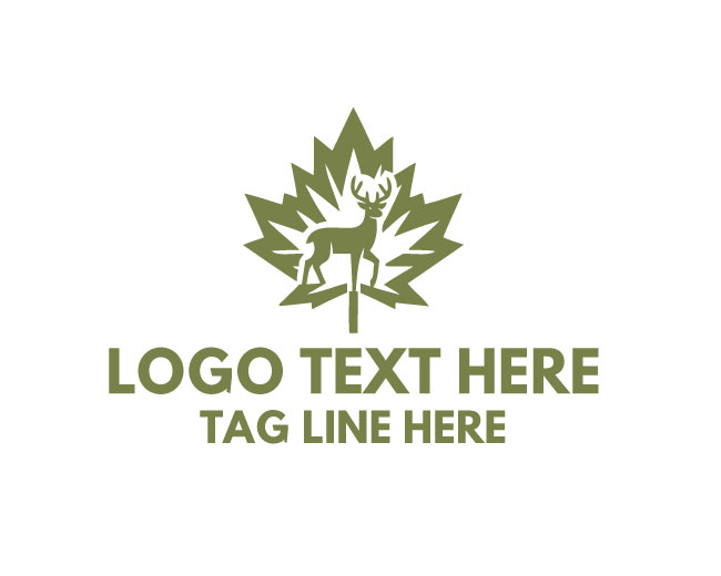 Clean Maple Leaf Deer Logo