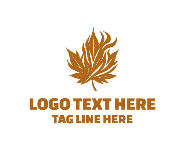 Minimal Maple Leaf Fire Logo