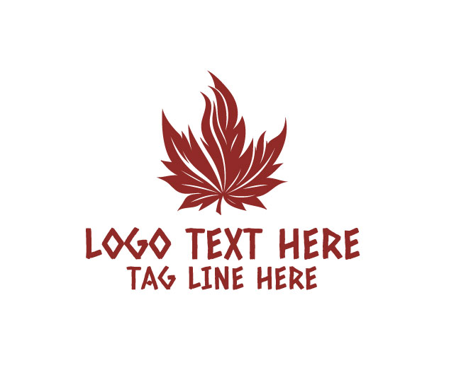 Maple Leaf Fire Icon Logo
