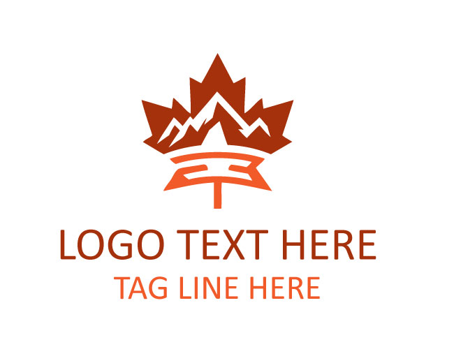 Minimal Maple Leaf Mountain Logo