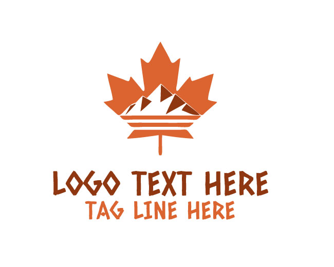 Modern Maple Leaf Mountain Logo