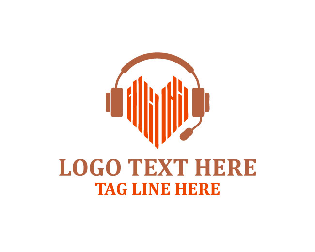 Music Love Headphone Heart Logo