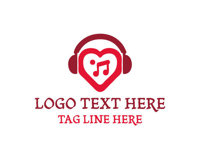 Solid Music Note Heart Logo