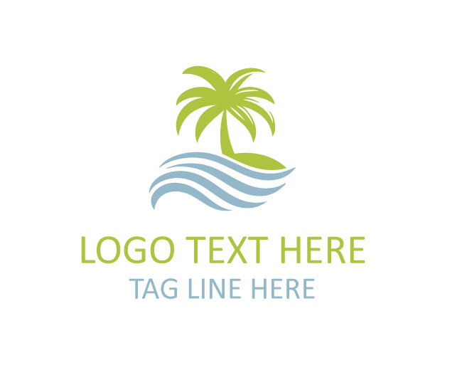 Palm Tree Beach Wave Logo