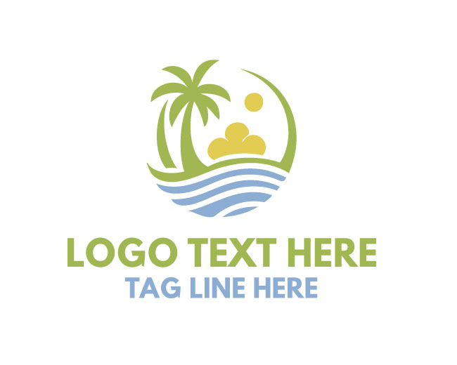 Palm Tree Island Sun Logo