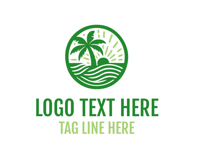 Palm Tree Tropical Wave Logo