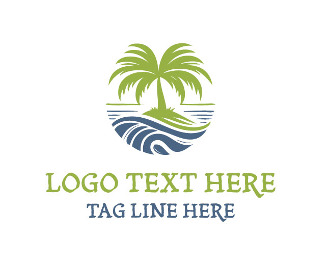 Palm Tree Paradise Badge Logo
