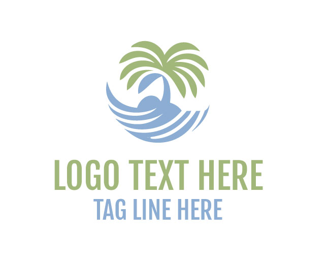 Palm Tree Coastal Wave Logo
