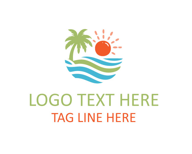 Palm Tree Sunrise Beach Logo