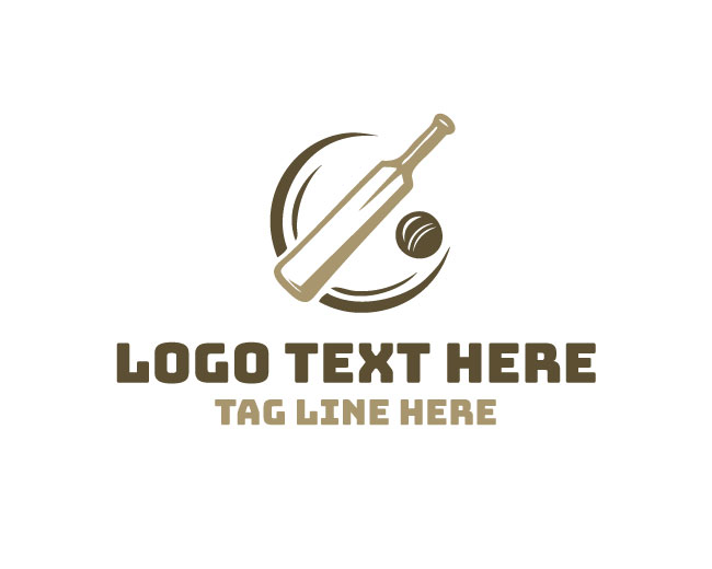 Circular Cricket Bat Logo