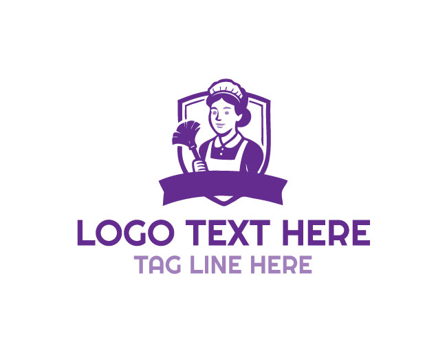 Cleaning Mascot with Broom Logo