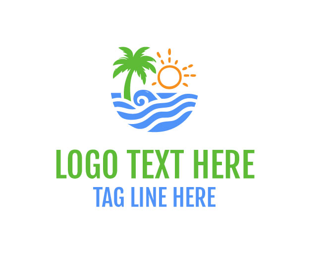 Palm Tree Sunset Scene Logo