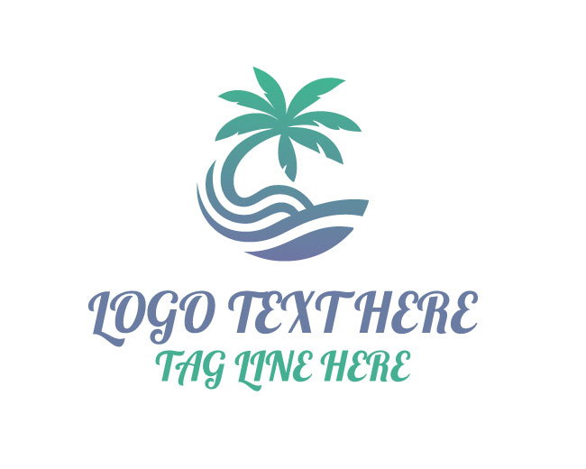 Palm Tree with Ocean Wave Logo