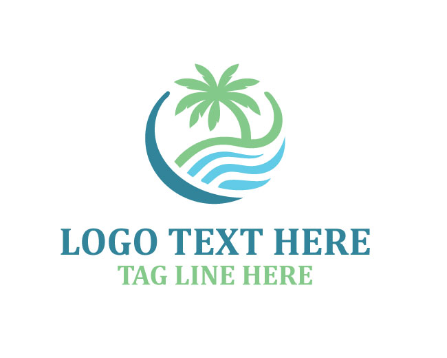 Palm Tree Island Scene Logo