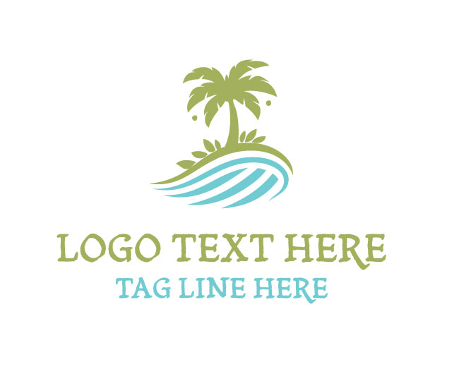 Palm Tree Beach Line Logo