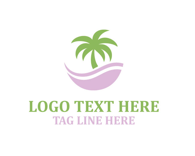 Palm Tree Ocean Line Logo
