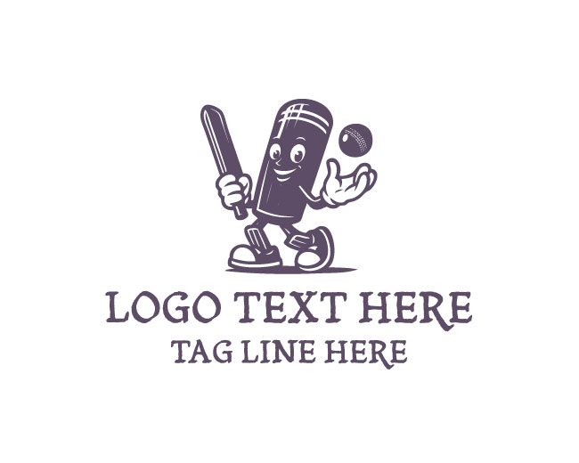 Minimal Cricket Bat Logo