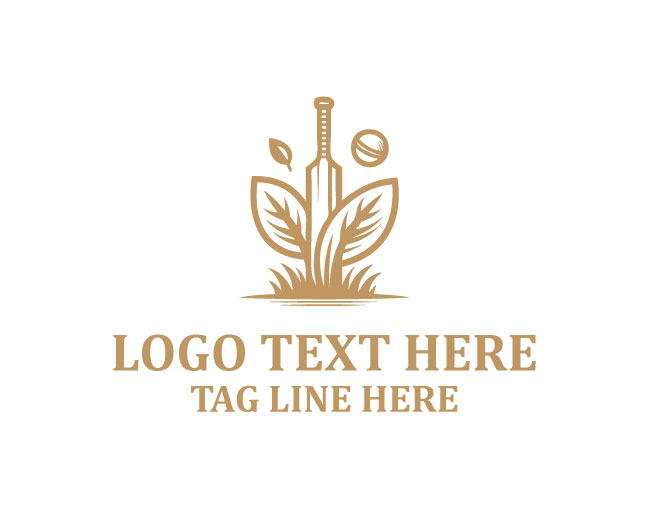 Simple Line Cricket Bat Logo