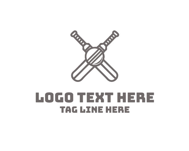 Minimal Outline Cricket Bat Logo