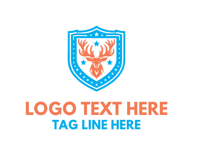 Deer Head Shield Antler Logo