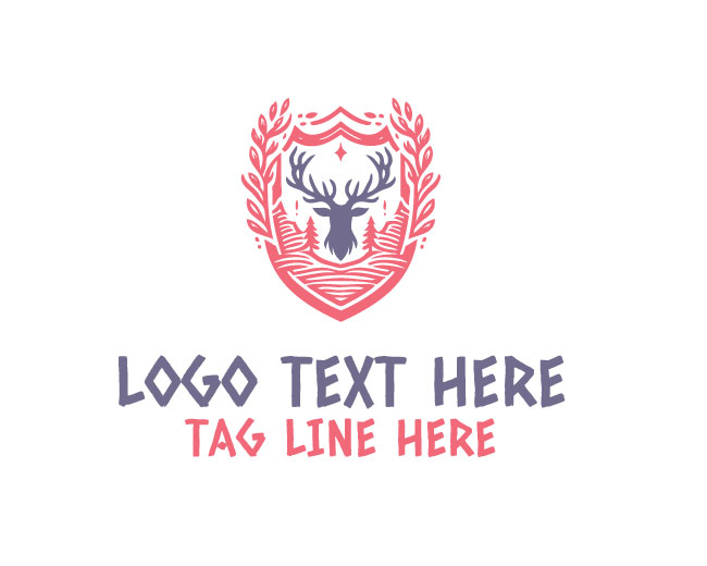 Geometric Deer Antler Shield Logo