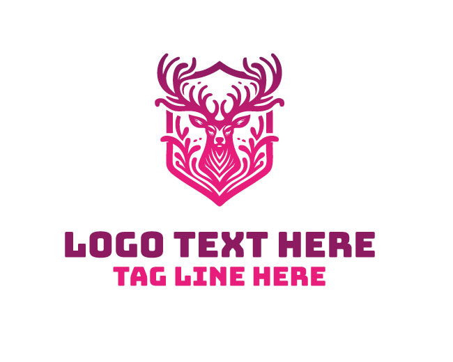 Deer Antler Emblem Shield Logo