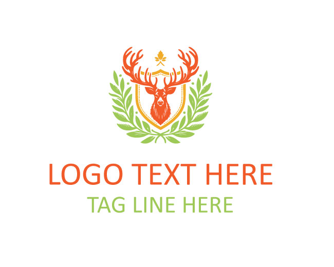 Deer Antler Hunting Shield Logo