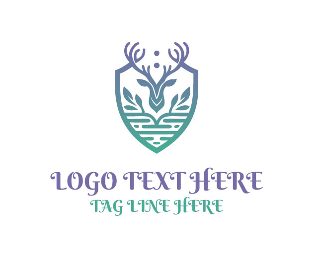 Deer Antler Heraldic Shield Logo