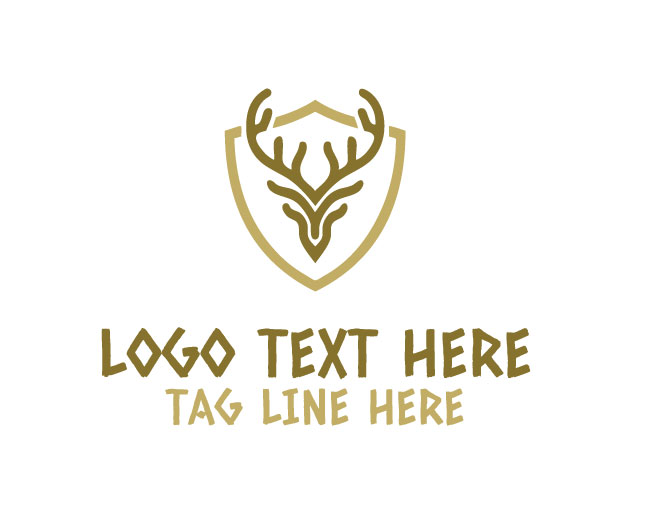 Deer Antler Woodland Shield Logo