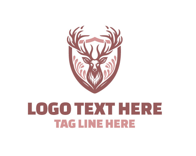 Deer Antler Line Shield Logo