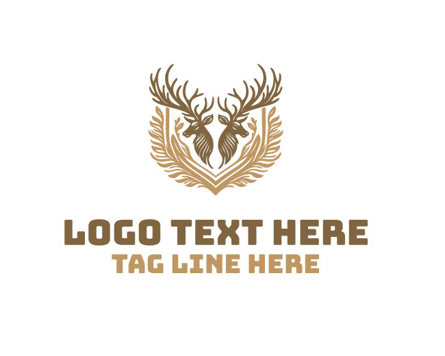 Deer Antler Bold Shield Logo