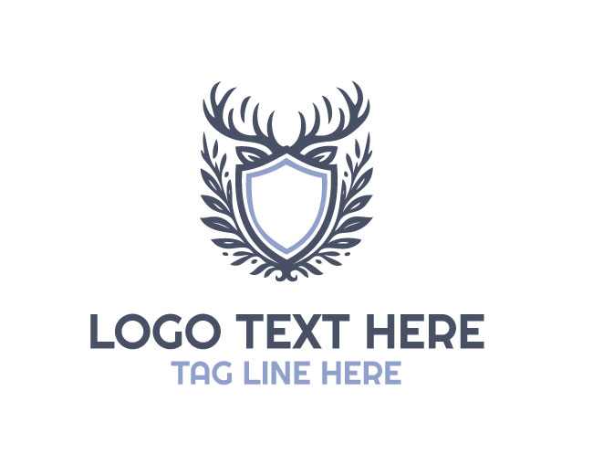 Deer Antler Monogram Shield Logo