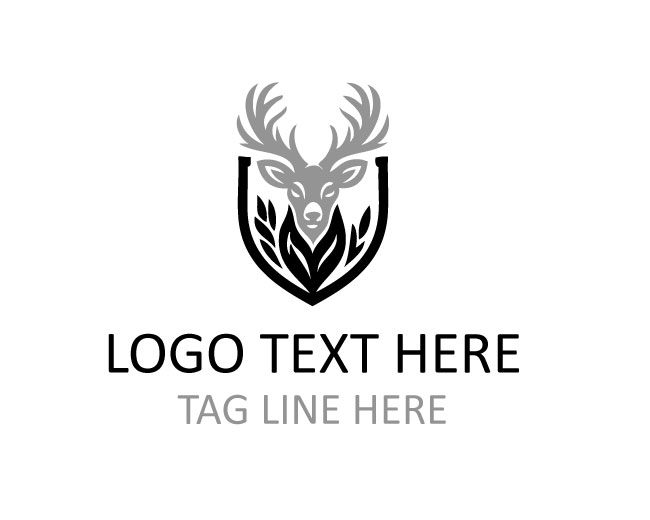 Deer Antler Premium Badge Shield Logo