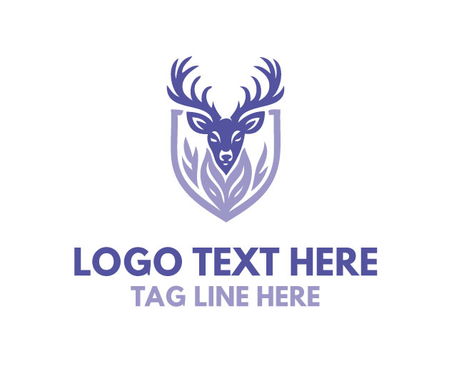 Deer Antler Minimal Badge Shield Logo