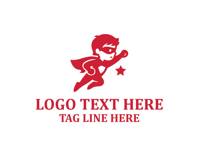 Super Hero Kid Cartoon Logo