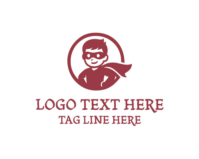 Super Hero Kid Mascot Logo