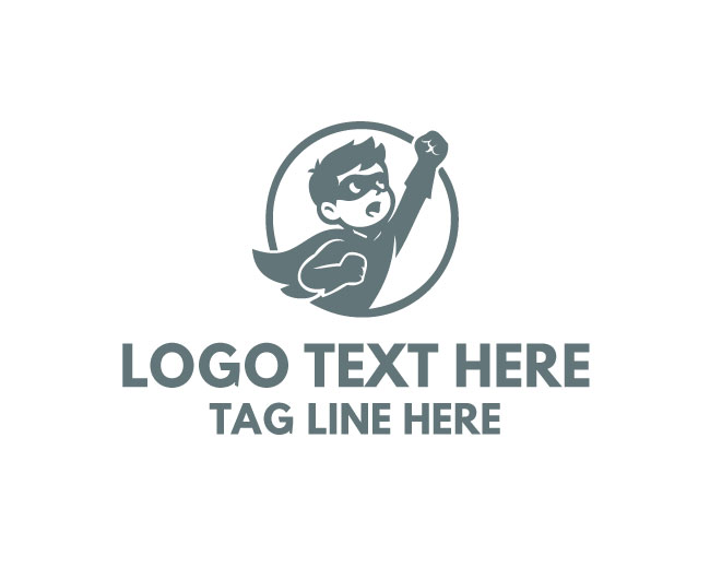 Super Hero Kid Playful Logo
