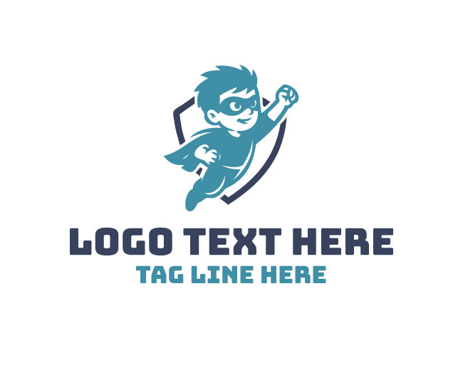Super Hero Kid Creative Logo