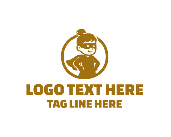 Super Hero Kid Fun Circle Logo