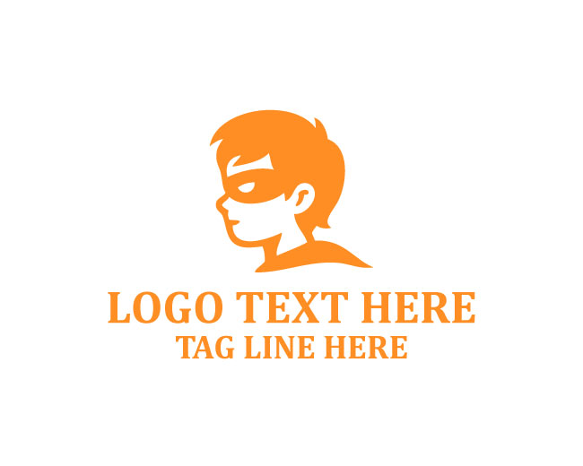 Super Hero Kid Head Logo