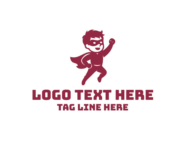 Super Hero Kid Flying Logo