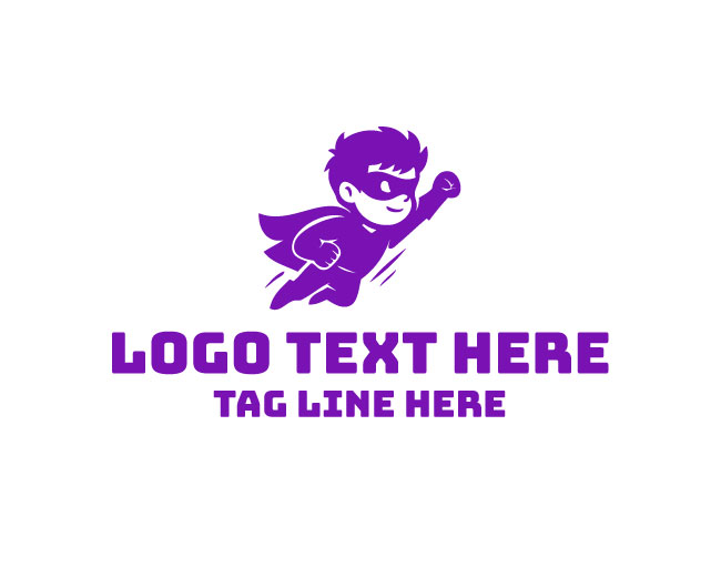 Super Hero Kid Flying Logo