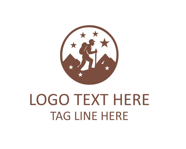 Survival  man hiking Badge Logo