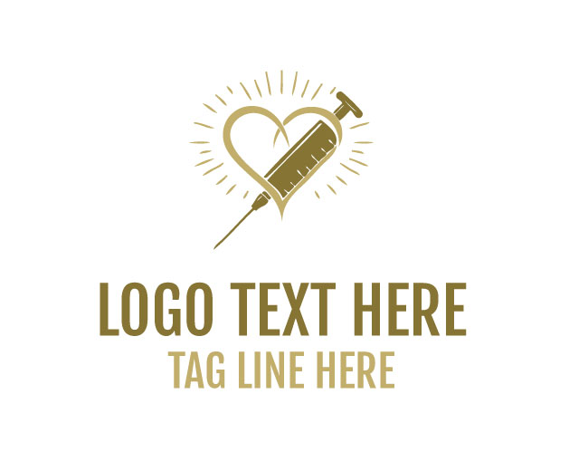 Green Heart Syringe Medical Logo