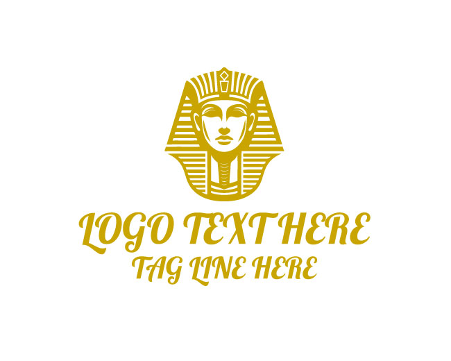 Golden Pharaoh Head Egyptian Ancient Logo