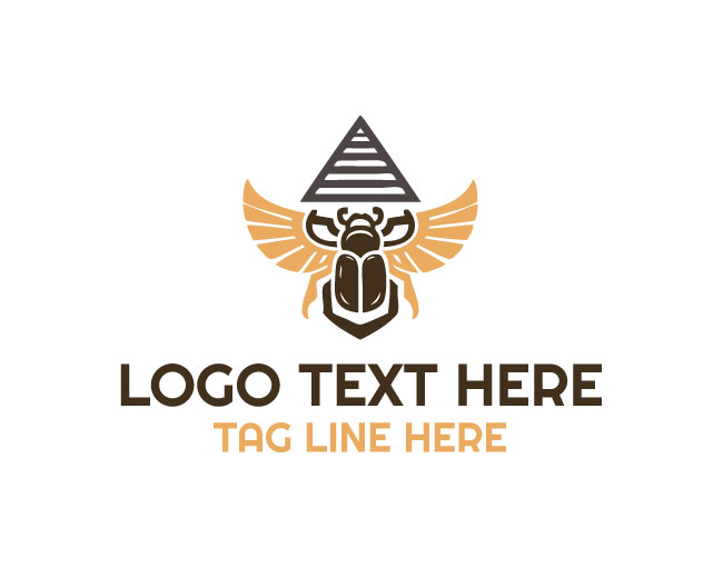 Egyptian Scarab Pyramid Symbol Logo