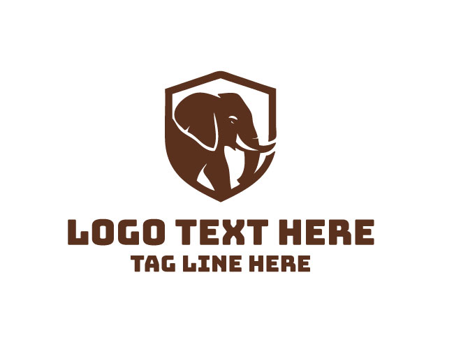 Elephant shield Zoo Logo