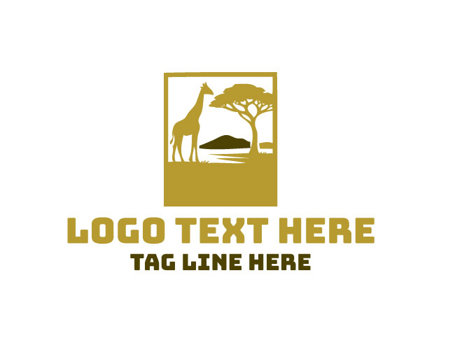 Safari Giraffe Animal Sunset Logo