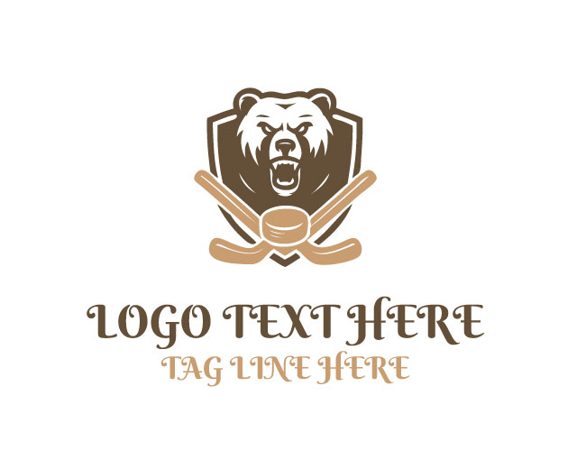 Hockey bear puck Logo